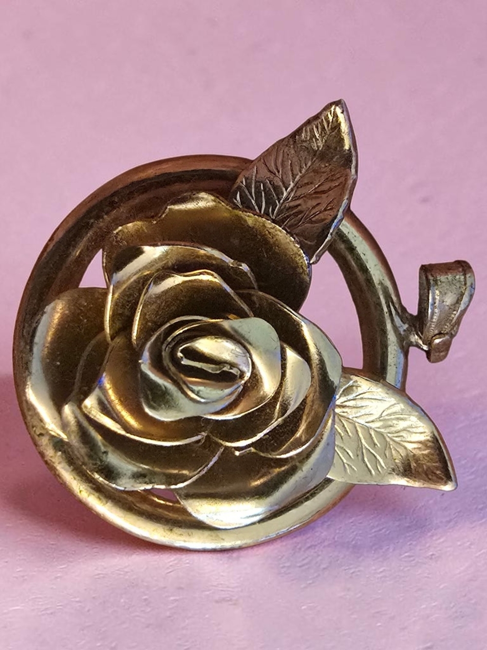 Gold Rose Floral Statement Ring - Women Jewelry Not Real Vintage Gold Tone